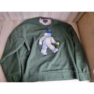 Bonobos yeti XL critter sweater unisex pullover green crew neck Xmas